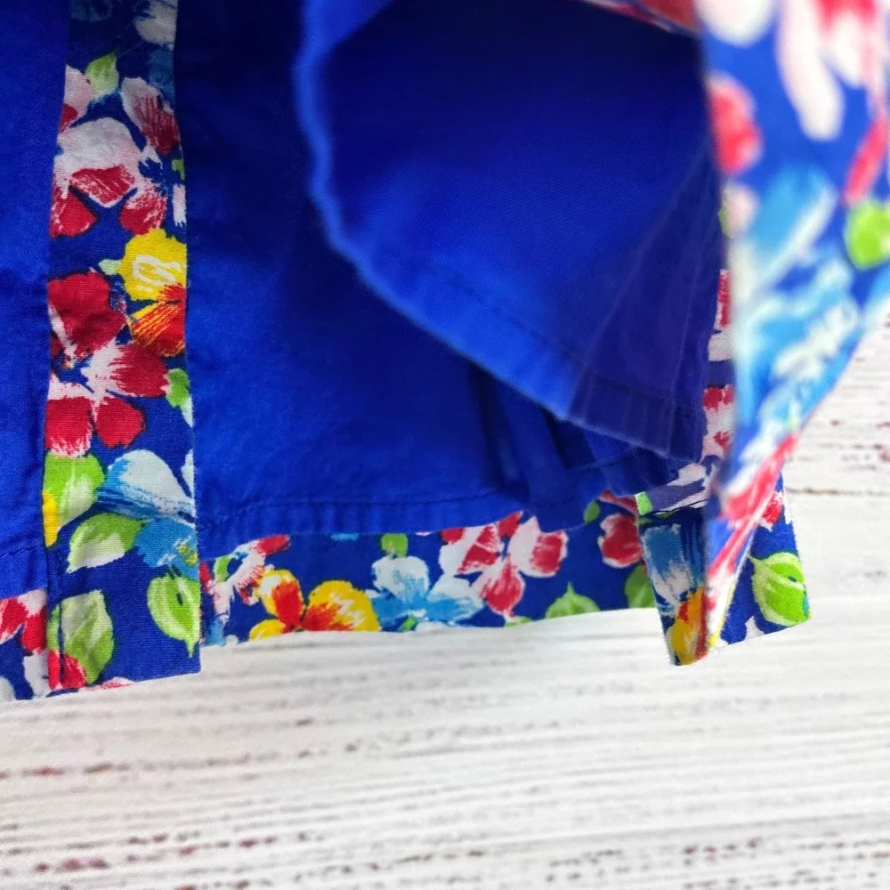 Ralph Lauren Bright Floral Baby Dress 3M Blue Multi 100% Cotton Preppy Garden
